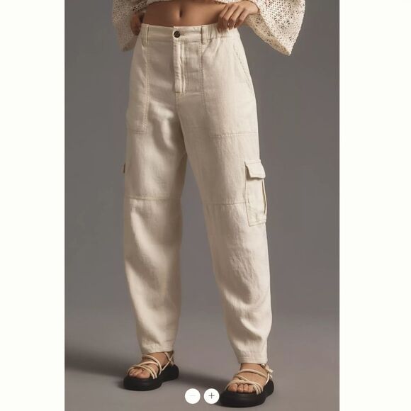 Anthropologie Pilcro Slim Linen Beach Cargo Pants - Picture 2 of 4
